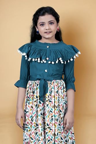 Image of Fashion Dream Girl's Fit And Flare Calf Length Crepe Floral Printed Dress