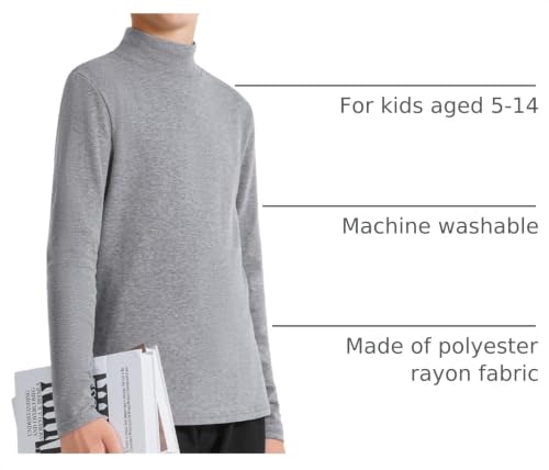 Image of Auranso 3 Pack Boys Turtleneck Long Sleeve Shirts Girls Kids Warm Tops