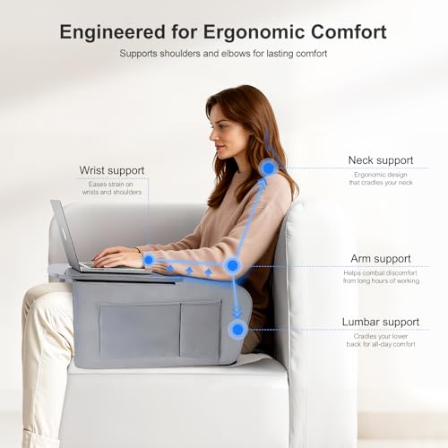 Image of Lap Desk for Adults with Arm Rests,Ergonomic Laptop Pillow Stand for Bed,Couch,Floor,Large Table for Long Hours Work,Eating,Gaming,Reading and Writing,Lap Laptop Desk for College Dorm Room (Grey)