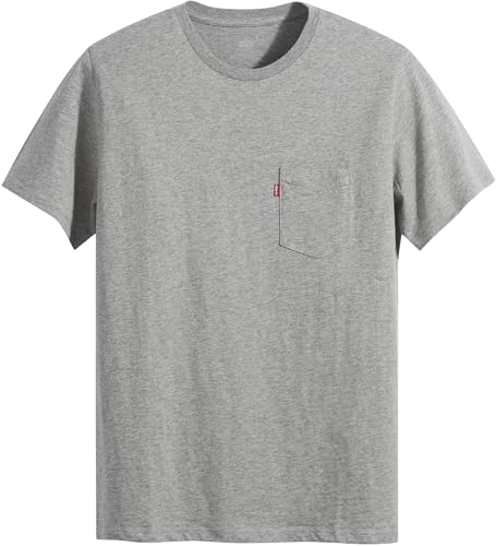 Levi's Herren T-Shirt Classic Pocket mit Brusttasche, Standard Fit, Grau (Mid Tone Grey Heather), S – Ansicht 5