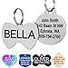 Stainless Steel Pet Id Tags, Personalized Dog Tags & Cat Tags. Up to 8 Lines of Text – Engraved Front & Back. Bone, Round, Heart, Flower, Shield, House, Star, Rectangle, Bow Tie.