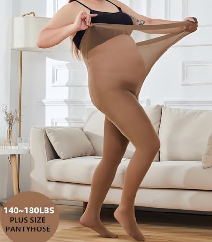 Image of 2 Pairs 200lb Plus Size Tights for Women, 120D Oversize Women Pantyhose High Waist, Sexy Women's Pantyhose