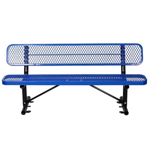 kaiwrxin Heavy-Duty Park Bench or Table for Outside - Black Coated Outdoor Furniture Steel Bench, Commercial-Grade Outdoor Benches Weatherproof for Park, Patio, Porch (Blue, 6FT (with Backrest))
