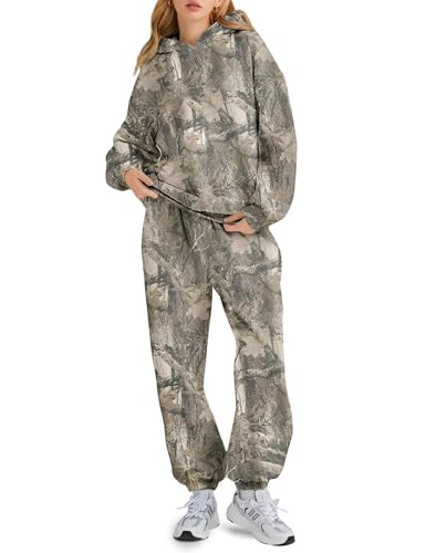 Camo Sweatsuits for Women 2 Piece Outfits Maple Leaf Print Hoodie Sweat Sets Pants Camouflage Tracksuits Lounge sets2