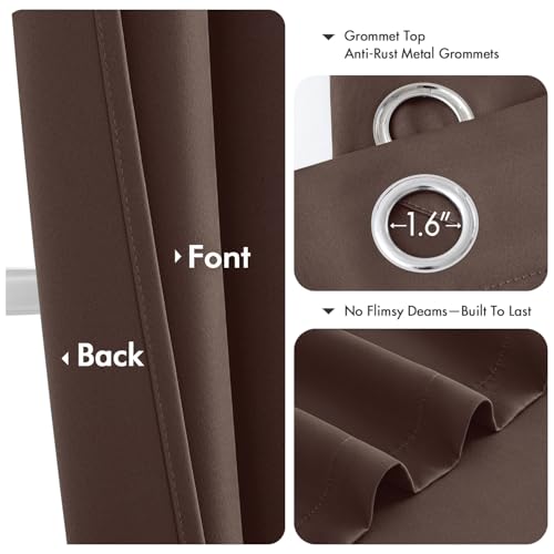 Image of MIULEE Blackout Curtains for Bedroom Living Room 2 Panels, Thermal Insulated Room Darkening Drapes Grommet Noise Reducing Light Blocking Window Treatments 45 Inches Long 40x45 Inch Dark Brown