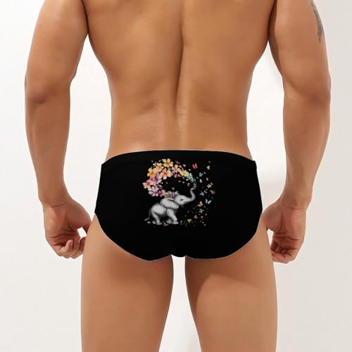 Butterfly Elephant Men's Swimming Trunks Briefs Beach Swimwear Low Rise Bikini Swimsuit Print Bathing Suit2