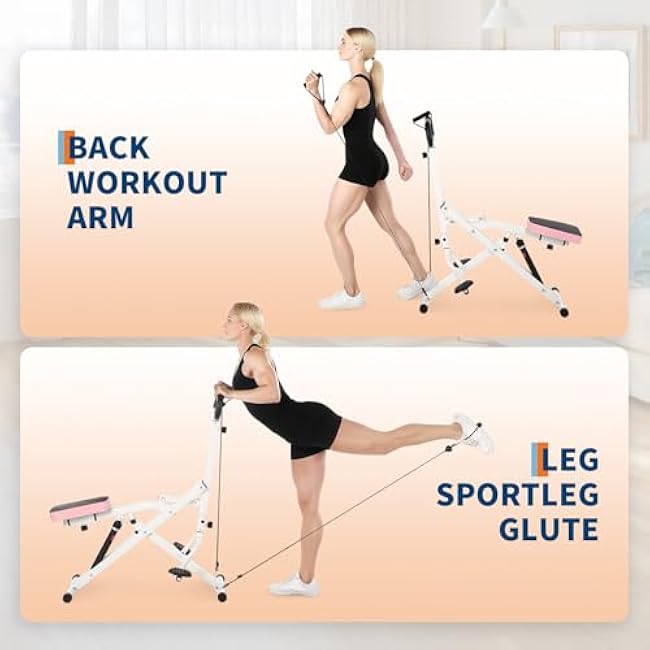 Squat Machine, Squat Assist Trainer with Adjustable12 Level Resistance, Foldable Squat Ride Rowing Machine for Home, Full Body Workout Gym for Glutes Legs Workout, 350 LBS Capacity