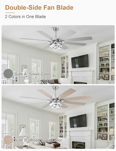 Image of 72 inch Large Modern Ceiling Fans with Lights and Remote Control
