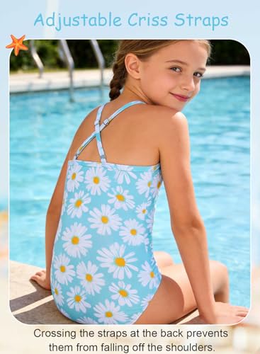 Image of Girls Swimsuit One Piece Bathing Suit with Adjustable Straps Cute Little Kids Swimming Suits Beach Swimwear 4T-12