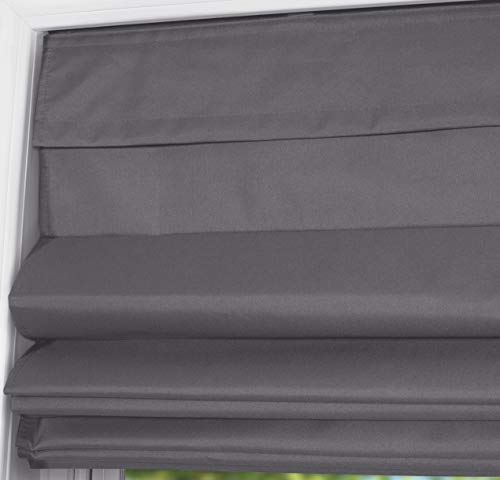 image for Calyx Interiors Graphite Cordless Room Darkening Fabric Roman Shades -