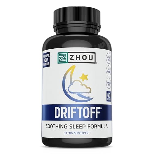 Zhou Driftoff - Nature Inspired Sleep Aid, Valerian Root & Melatonin for Sleep for Men & Women, Calm Sleeping Supplement for Adults with Gaba & Chamomile to Relax - 60 Veggie Capsules Zhou Driftoff - Nature Inspired Sleep Aid, Valerian Root & Melatonin for Sleep for Men & Women, Calm Sleeping Supplement for Adults with Gaba & Chamomile to Relax - 60 Veggie Capsules