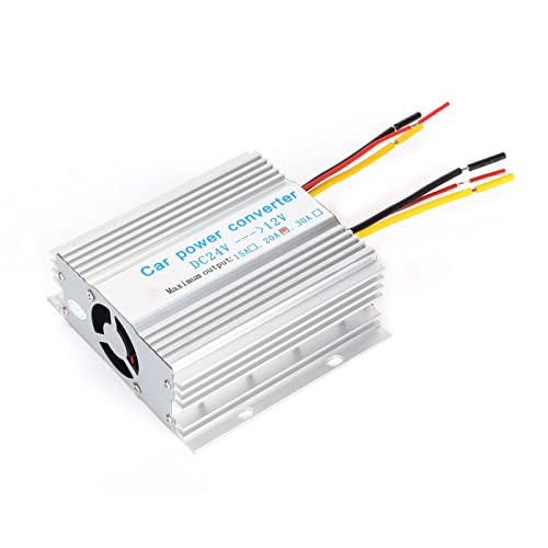 Inversor de coche de 20 A 240 W de 24 V a 12 V, adaptador convertidor de vehículo, suministro resistente para camión de autobús grande y mediano, con carcasa de aleación de aluminio para