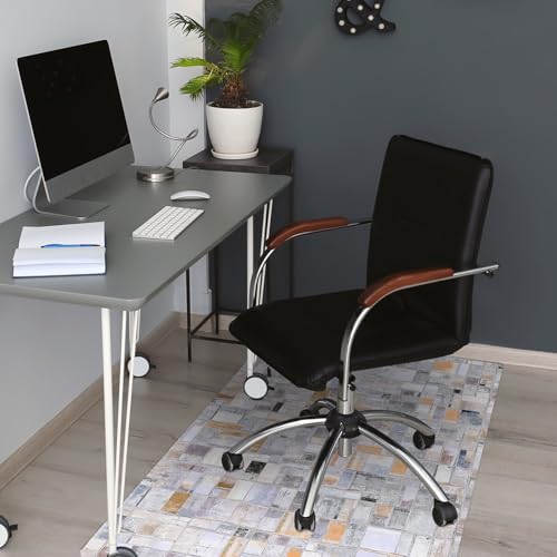 Tapis de chaise en PVC durable 100x70 protecteur de sol élégant carreaux colorés - 5