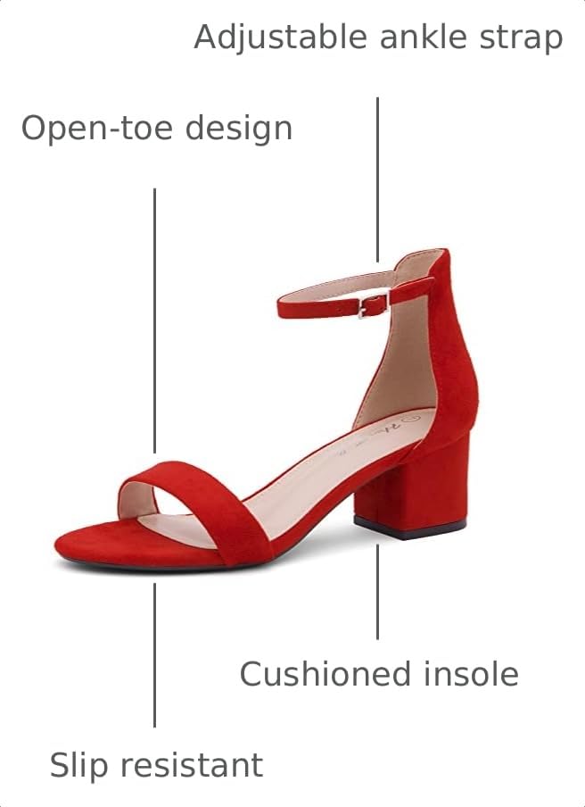 Image of Herstyle Low Block Heels for Women - 2.25 Inch Open Toe Chunky Heel Sandals with Dressy Ankle Strap for Wedding, Prom, Party & Office
