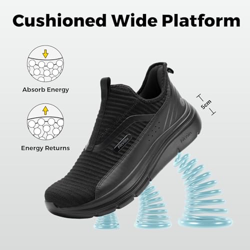 FitVille Men's Extra Wide Slip on Walking Shoes with Arch Support Men Slip on Sneakers for Foot Pain Relief-Stepease V24