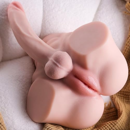 Image of Shemale Sex Doll Torso with 8 inch Realistic Huge Dildo Male Sex Doll Tight Vagina Anal Male Masturbator Pocket Pussy with Flexible Cock Sex Toy for Men Women Gay Couples Munecas de Juguetes Sexuales