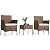 Sweetcrispy Patio Furniture Set 3 Pieces, Outdoor Furniture with Soft Cushion and Glass Table, All Weather Manual Weaving Wicker Rattan Patio Chairs for Garden, Terrace, Porch, Lawn (Brown and Beige)