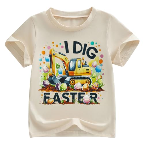 Image of Easter Bunny Shirt for Toddler Boys Girls Kids Funny Rabbit Letters Graphic Cotton Short Sleeve T-Shirt Top