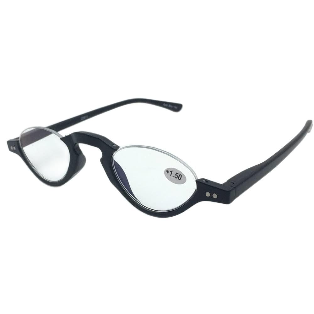 LENG Half-moon Reading Glasses For Women Men Half Frame Computer Readers Retro Presbyopic Glasses Blue Light Blocker/Reduce Eyestrain (+1.00 ~ +3.50) (Color : Black, Size : 1.0X)