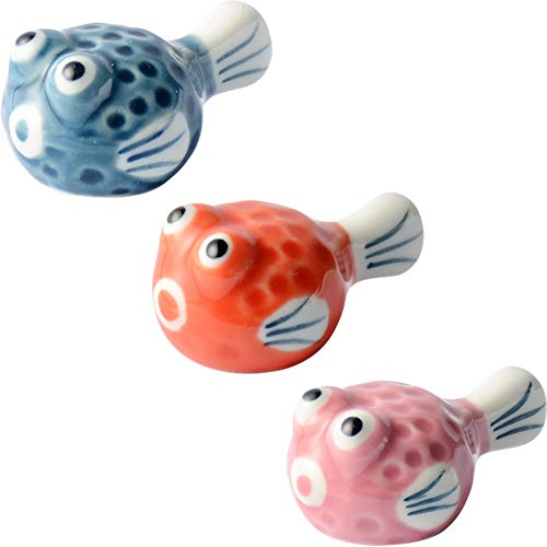 Umora 箸置き スプーン置き 箸ホルダー 箸枕 かわいい キッチン用品 おしゃれ セラミックス製 卓上小物 河豚 3個セット