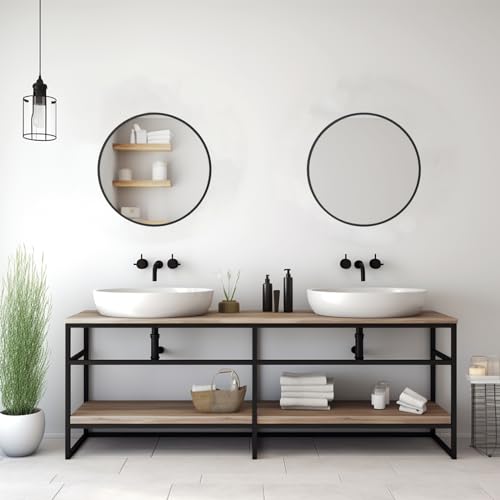 Image of Sunniry Small Round Mirror, 16 inch Black Circle Mirror, Matte Metal Frame | High Definition Mirror, No Distortion, Easy Installation, Circular Mirrors for Bathroom, Bedroom, Vanity, Wall Decor.