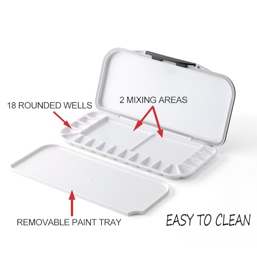 transon watercolor palette folding with lid 18wells 2 mixing areas and 1 large mixing tray also for gouache acrylic paint palette purple color