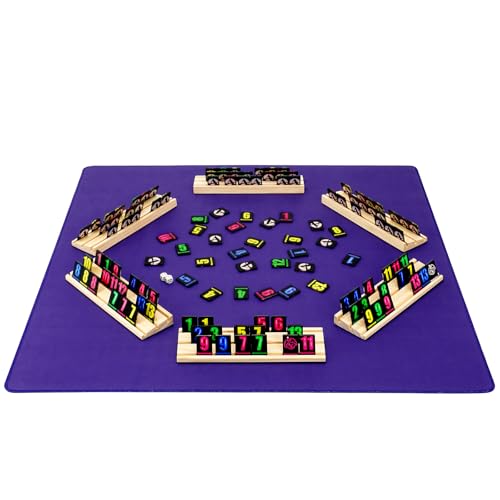 Rummy Cube 6 Player Edition con 6 racks de madera y tapete miniatura 2