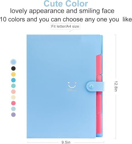 Image of Corslet Expanding File Folder, 5 Pockets Accordion A4 Letter Size Paper Receipt Document Document Organizer Bag Accordian Filing Folder for Classroom, Home Office and Travel File Folders for Documents