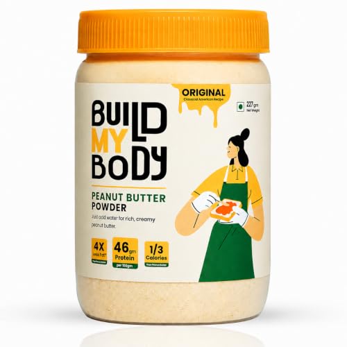 Image of Build My Body | BMB - Original Peanut Butter Powder | 46g Protein | Makes 500g Peanut Butter Spread | Classic American Taste | No Preservatives | 1 /3 the Calories | 4x Less Fat | Spread, Blend, Mix or Bake | Perfect for Every Protein Fix | 227g