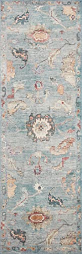 Loloi Margot Collection MAT-06 Denim/Multi 8'-6" x 11'-6" Area Rug, No-Shed Easy Clean Large Patterned Area Rug for Living Room, Bedroom, Dining Area