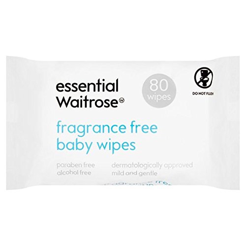 Essential Waitrose Baby Wipes Fragrance Free 80 per Pack
