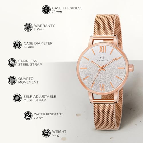 Image of Carlington Analog Watches for Women with mesh Strap - CT 2018
