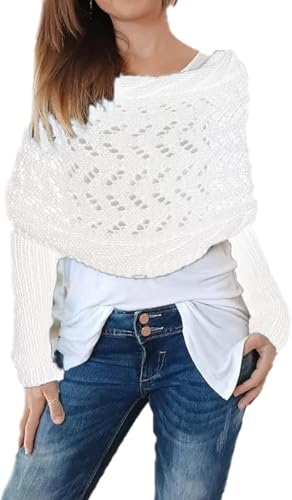 Scarf With Sleeves for Women, Knitted Cable Wrap Scarf with Sleeves for Women, Scarf Sweater Wrap with Sleeves