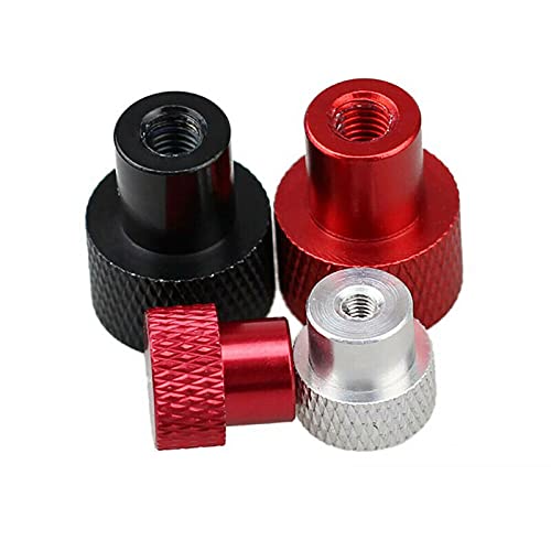 Blind Hole Hand Nut Aluminum Alloy Knurled Step Nut with Collar Thumb Nuts M3 M4 M5 M6 M8 M10 1Pcs(Red,M3x12x12mm)