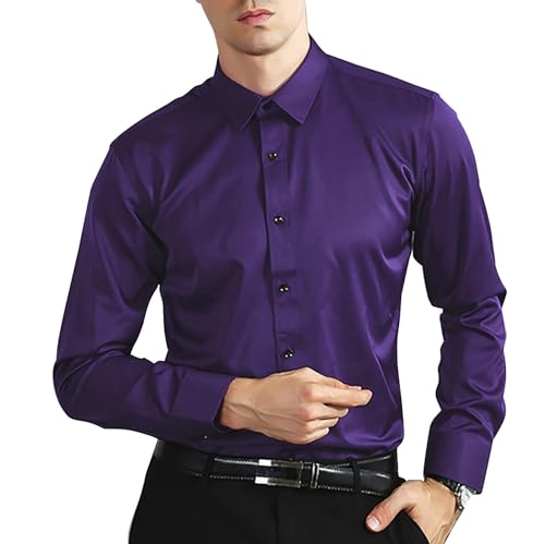 Chemise satinée homme slim fit pour l'été décontracté et chic
