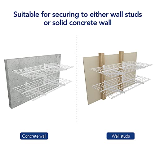 Fleximounts,2 Shelves 2-Pack 2X4Ft 24-Inch-By-48-Inch Wall Shelf Garage Storage Rack Wall Mounted Floating Shelves, White #TOP4