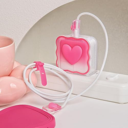 Image of FACTOTECH Case for MacBook & iPad Charger, 29w 30w 35w Charger Case, Travel Cord Organizer, Accessories (for Apple 29w 30w 35w Adapter)-Magenta Heart
