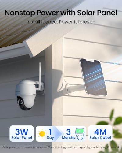 Image of REOLINK Security Cameras Wireless Outdoor, Pan Tilt Solar Powered, 5MP 2K+ Color Night Vision, 2.4 /5GHz WiFi, Smart Cameras for Home Security, Works with Home Hub, Argus PT + Solar Panel