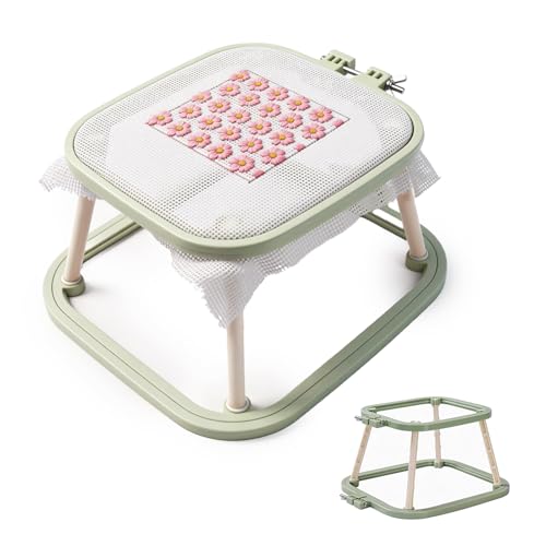 Multi-Functional Double Embroidery Stand Portable Embroidery Stand for Cross Stitch Needlework & Quilting Suitable for Tabletop or Lap Use Green
