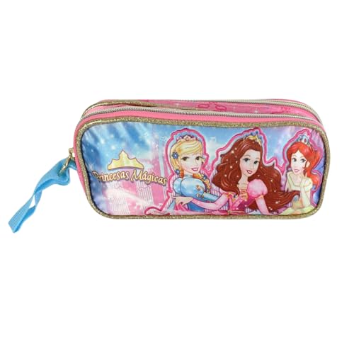 Estojo Escolar Princesas Mágicas com 2 Compartimentos