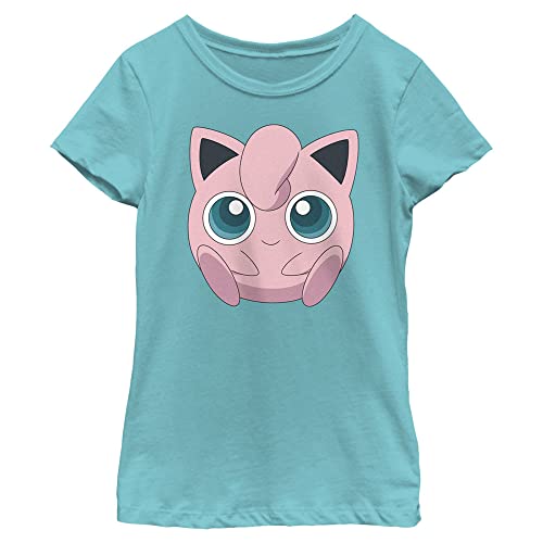 Pokemon Jigglypuff Filled Face Girls Short Sleeve Tee Shirt Tahiti Blue