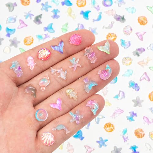 300pcs Luminous Mini Ocean Resin Animals Tiny Resin Sea Animal Figurines To Hide Variety Marine Plastic Animals Aquarium Ornaments for Dollhouse Miniatures DIY Fish Tank Fairy Garden Micro Landscaping