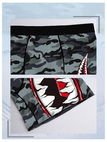 WDIRARA Men's 4 Pack Camo Funny Boxer Briefs Breathable Underwear Trunks4