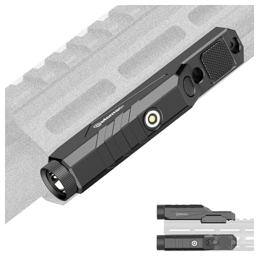 DEFENTAC 1600 Lumens Tactical Flashlight with Momentary and Strobe for Rifle, Weapon Light with Built-in Pressure Switch Compatible with M-Lok Rail Surface, Magnetic Rechargeable