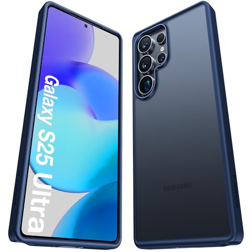 Image of TORRAS Shockproof for Samsung Galaxy S25 Ultra Case, 12FT Military-Grade Protection, Slim Case for Samsung S25 Ultra Case, Matte Translucent Blue, Thin, Guardian Series