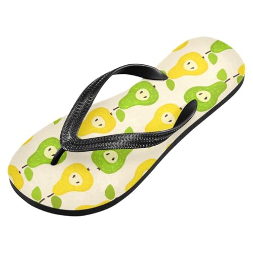 Sinestour Pear Leaves Beige Flip Flops for Beach Thong Sandals Anti-slip Lightweight Flat Slippers for House Indoor Outdoor2