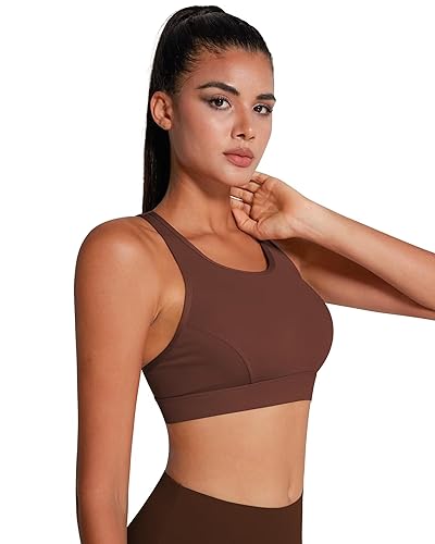 Image of QUEENIEKE BareFlow Women's Sports Bras with Phone Pocket Medium Impact Padded Racerback Workout Gym Crop Top Running Yoga Bra