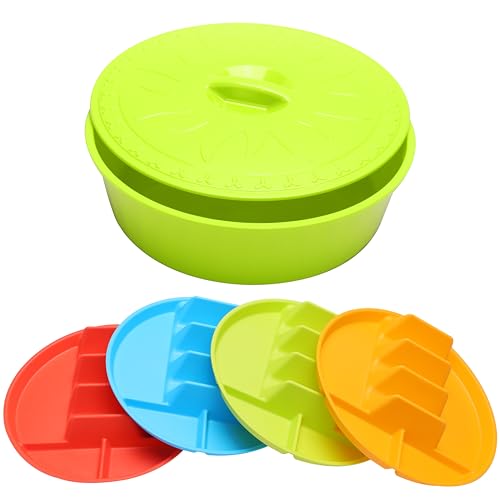 Viotiin Green Taco Warmer & Plates Combo Set, Comes with a 12-inch Tortilla Container and 4 Pcs Taco Plates, Taco Bar Serving Set for a Party & Taco Tuesday, BPA-Free, Dishwasher Safe