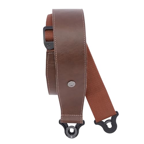 D'Addario Auto Lock Guitar Strap - Acoustic & Electric Accessories - Easy to Use Locking Straps - Uses Existing Buttons - Leather - 2.5" Width - Brown