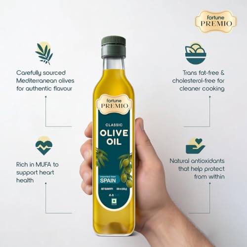 Image of Fortune Premio Classic Olive Oil 500ml | Multi-Purpose Olive Oil | Ideal for Indian & Continental Cooking | Smooth Taste | Everyday Use
